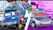 Oh no! ROBOT POLICE CAR sets the city on fire! Help SUPER FIRETRUCK! | Rescue Cars & Trucks