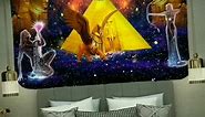 Aidatain Egyptian Mythology Tapestry Large 80" 60" Ancient Egypt Pyramid Statue Wall Hanging Universe Galaxy Pharaoh's Tomb Art Flannel for Bedroom Living Room GTWHAT308