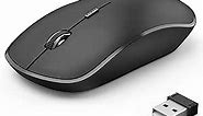 Wireless Mouse for Laptop, J JOYACCESS 2.4G Ultra Thin Silent Mouse, with USB Nano 2400 DPI Portable Mobile Optical Cordless Mouse Mice for Laptop, PC, Computer, Mac - Black