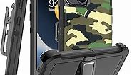 Szfirstey Case with Belt-Clip Holster Compatible with iPhone 13, Drop Protection Full Body Rugged Shockproof/Dust Proof Military Protective Tough Durable Phone Cover Heavy Duty (Camouflage)