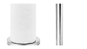 DAWNER Paper Towel Holder Countertop, Freestanding Kitchen Paper Holder Stand, One-Handed Tear, Stainless Steel, Paper Towel Dispenser with Weighted Base for Standard Paper Towel Rolls, Brushed Nickel