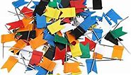 100PCS Map Flag Push Pins,Multicolored Decorative Map Tacks Plastic Head with Steel Point for Cork Bulletin Board,Colorful Map Tacks Push Tacks for Learning Working