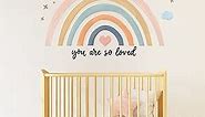 Rainbows Wall Decal, 30 x 14 inch Pastel Large Heart Wall Stickers Decor Peel and Stick, Boho Wallpaper Decor for Girls Kids Bedroom Nursery Playroom (Pink Blue)