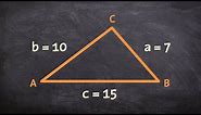 How to use law of cosines to find the missing angles of a triangle given SSS