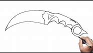How To Draw Karambit From Counter Strike Step By Step | Karambit Drawing | karambit knife drawing