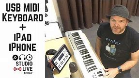 How to use a USB MIDI Keyboard in GarageBand iOS (iPhone/iPad)