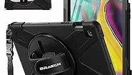 BRAECNstock for Samsung Galaxy Tab S5e Case 10.5 inch 2019 (SM-T720/T725/T727) Shockproof Protective Galaxy S5e Tablet Case for Kids with Screen Protector Pen Holder Rotating Stand+Hand Strap - Black