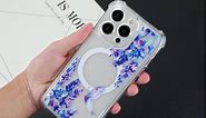 OOK Magnetic for iPhone 15 Plus Case Flower Design Clear Floral Phone Case [Compatible with Magsafe] Hard PC Back Protective Cover for iPhone 15 Plus Phone Case, Colorful Floral(6.7")