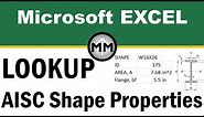 AISC Excel Shape Lookup