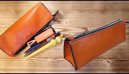 How to make a leather pencil case/new leather pencil case