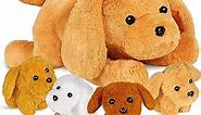 KMUYSL Puppy Stuffed Animals Toys for Ages 3 4 5 6 7 8+ Years Old Kids - Mommy Dog with 4 Baby Puppies in Her Tummy, Idea Xmas Birthday Gifts for Baby, Toddler, Girls, Boys