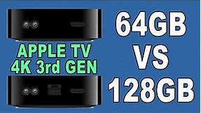 Apple TV 4K 3rd Generation 64GB WiFi vs 128GB WiFi + Ethernet Comparison