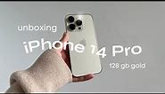 aesthetic gold iphone 14 pro unboxing 🍎 💖 phone & accessories unboxing