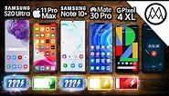 Samsung S20 Ultra vs iPhone 11 Pro Max / Note 10 Plus / Huawei Mate 30 Pro Battery Test