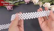 Elastic Pearl Belt for Women Buckle Bridesmaid White Pearl ElasticDress Belt