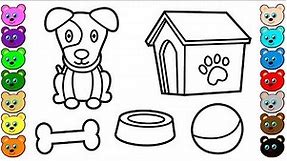 Coloring for Kids with Set for Doggie Dog - Colouring Book for Baby
