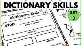 Dictionary Skills Worksheets for 1st and 2nd Grade Set 3