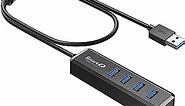 SmartQ H302S USB 3.0 Hub for Laptop with 2ft Long Cable, Multi Port Expander, Fast Data Transfer USB Splitter Compatible with Windows PC, Mac, Printer, Mobile HDD
