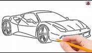 How to Draw a Ferrari Step by Step Easy for Beginners/Kids – Simple Ferrari Drawing Tutorial