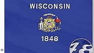 Wisconsin State Flag 3x5 Ft, Double Sided Deluxe Full Embroidered Heavy Duty Polyester Durable WI Outside Flags, Indoor/Outdoor, Sewn Stripes and Brass Grommets