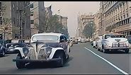 New York 1940s in Color!, Driving Downtown [60fps,Remastered] w/ sound design added