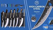 XYJ Portable Chef Knife Set Professional,6Pcs Boning Knife Set with Bag,Sharpening Rod,Forged Carving Knife,Deba Gyutou Knife,Kitchen Outdoor Knife