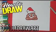 How to Draw a Christmas Poop Emoji with a Santa Hat Step by Step
