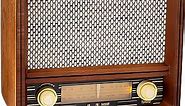 ClearClick Classic Vintage Retro Style AM/FM Radio with Bluetooth & Aux-in - Handmade Wooden Exterior