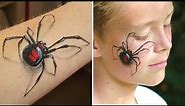 3D spider makeup / Arm and face painting tutorial - Great illusion makeup for Halloween!