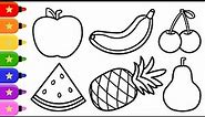 Fruits Drawing and Colouring for Kids / How to Draw Fruits Easy Step by Step