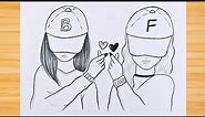 Dibujo simple de BFF / Cómo dibujar a tus mejores amigas / Dibujo a lápiz paso a paso