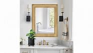 WallBeyond Rattan Wall Mirror Rectangle, 32 X 44 inch Rattan Mirror with Wooden Framed for Wall Decor Bathroom, Living Room, Entryway, Farmhouse, Bedroom