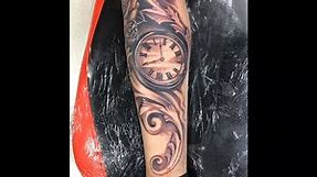 Pocket Watch with Rose and Filigree Tattoo