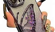 Luxury Quicksand Glitter Bling Butterfly Phone Case (Purple, iPhone 12 Pro)