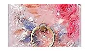 Qokey iPhone 11 Case Floral Case Cute Clear Flower Case for Women Girls with 360 Degree Rotating Ring Stand Holder Kickstand Soft TPU Shockproof Cover Designed for iPhone 11 6.1 Inch Pink Flower