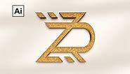 Logo Design Typography custom letter Z+R Logo Design in Illustrator || Adobe Illustrator Tutorials