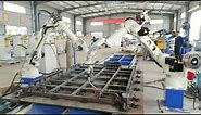 OTC mig welding robot arm action, dual robots