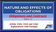 Part 1. Nature and Effects of Obligations. Obligations and Contracts.