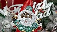 Huatangarden Resin Santa Claus Sculpture, African American Black Ethnic Santa, Christmas Figurine Figure Decoration, Night Glow Christmas Collectible Figurines for Home Decorations & Desk Ornaments…
