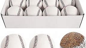 12 Pack Standard Size Adult Baseballs Unmarked & Leather Covered Training Ball Practice Baseball for Kids