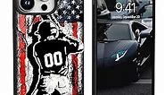 Personalized Baseball Sport-Custom America Flag Name Number Phone Case for iPhone 14 13 12 11 Pro Max XR 8 Plus Samsung Galaxy S23 Plus Ultra S22 S21 S20 FE A53 A03S Customized Gift for Men Boys