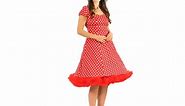 Claudia Flirty Fifties Style Dress in Red & White Polka Dots