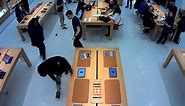 Surveillance footage shows two people stealing from the Apple store at Mayfair mall