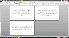 Printing notes on actual note/index cards - Free Word Template