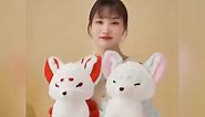 ELAINREN Lifelike Nine-Tailed Fox Stuffed Animals Toy Realistic White Fox Plush Toy Cute Kyuubi Kitsune Plushie Dolls Gifts for Kids/14.9''x11.8''x7.8''