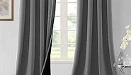 H.VERSAILTEX 100% Blackout Curtains for Bedroom Thermal Insulated Blackout Curtains 108 Inches Long Rod Pocket/Clip Rings Curtains for Living Room with Black Liner 2 Panels, Grey