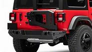 Jeep Wrangler WJ2 Rear Bumper with Tire Carrier; Pre-Drilled for Backup Sensors; Textured Black (18-24 Jeep Wrangler JL) - Free Shipping