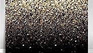 Mocsicka Black and Gold Glitter Backdrop 7x5ft Golden Bokeh Sequin Spots for Wedding Decorations Birthday Party Photo Backdrops Christmas New Year Family Picture Party Photography Background