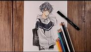 How to Draw a Cute Anime Boy Step by Step | Colored Pencils Drawing