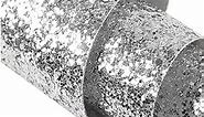 DHHOUSE Self Adhesive Silver Chunky Glitter Wallpaper, Sparkle Sequins Glitter Wallpaper for Wall (17.4in x 16.4ft, Silver)